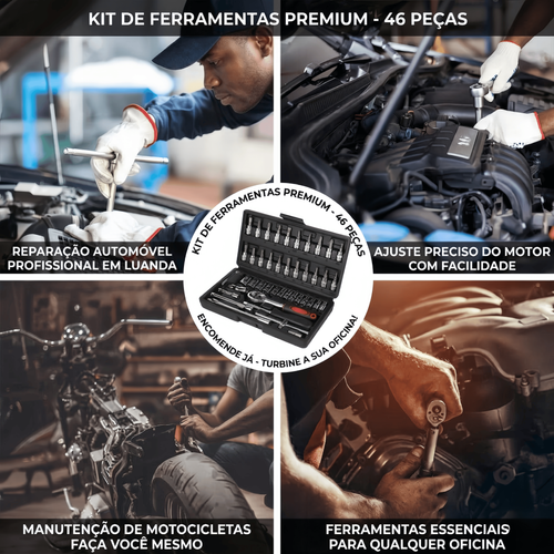 Kit Essencial de Reparação Automóvel 46 em 1 - Alta Qualidade para Carro e Mota