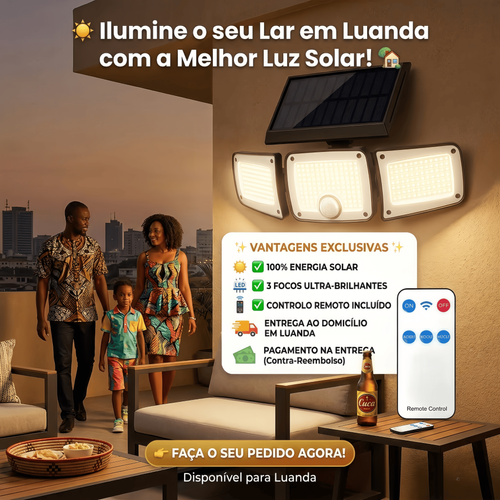 🚨 Holofote Solar Super Potente (222 LED) ⚡ com Sensor e Controle | 💰 Conta de Luz 0 Kz!