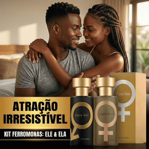 Conjunto VeniCare Golden Lure – Colónia para Homens 👔 e Perfume para Mulheres 👗, 50ml cada 🧴. Fragrâncias sedutoras Lure Her 👱‍♀️ e Lure Him 👱‍♂️ para casais modernos e confiantes 👩‍❤️‍👨✨