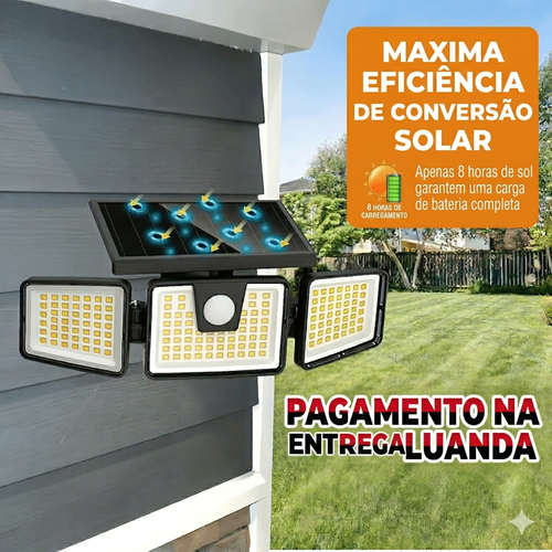 🚨 Holofote Solar Super Potente (222 LED) ⚡ com Sensor e Controle | 💰 Conta de Luz 0 Kz!