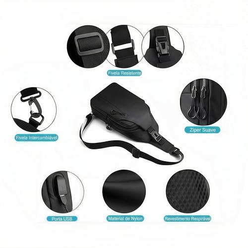 Bolsa Transversal Multifuncional: à Prova D'água e com Porta USB