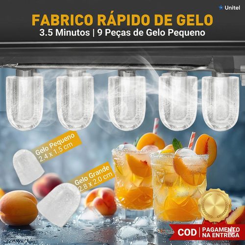 GELO PRONTO EM APENAS 6 MINUTOS! 🧊🚀 Chega de bebidas quentes no calor de Luanda! Esquece a chatice de procurar gelo na rua ou esperar horas pelo congelador. ☀️ Com esta Máquina Automática, tens gelo fresco e cristalino sempre à mão, num abrir e fechar de olhos! É super rápida, compacta e ainda tem função de autolimpeza fácil. 🧼✨ Ideal para refrescar os teus sumos, cocktails ou aquela cerveja bem gelada no ponto! 🍻