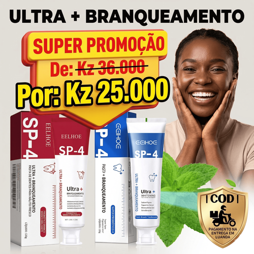 Pasta de Dentes SP-4 ✨ Sorriso Mais Branco e Hálito Fresco com Probióticos 🌿 Remove Manchas Naturalmente 🦷 🛵 Entrega em Luanda Pagas na Entrega 💸