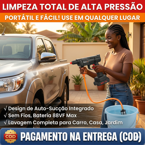 🚀 LAVADORA DE ALTA PRESSÃO SEM FIO: A SOLUÇÃO DEFINITIVA PARA LIMPEZA EM LUANDA! 🇦🇴💦  Liberte-se dos cabos com a nossa Pistola de Limpeza Super Potente de 60 Bar! 🔋 Equipada com motor de cobre puro e bateria de lítio de longa duração, é perfeita para lavar o carro, regar o jardim ou limpar o quintal com total versatilidade e rapidez. 🚗🏡 Inclui 3 bicos ajustáveis para jacto directo, leque ou espuma! 🧼✨