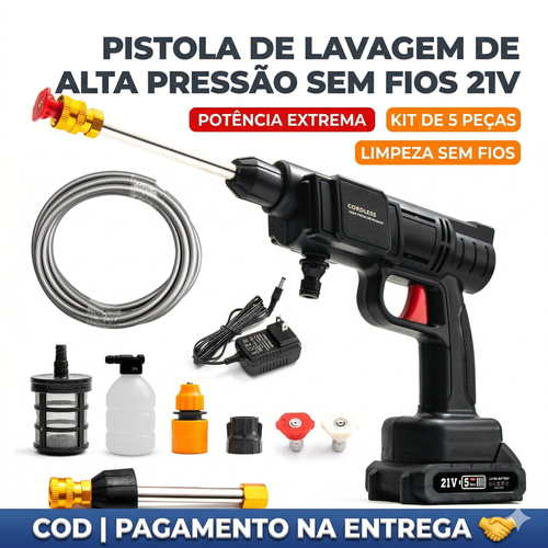 🚀 LAVADORA DE ALTA PRESSÃO SEM FIO: A SOLUÇÃO DEFINITIVA PARA LIMPEZA EM LUANDA! 🇦🇴💦  Liberte-se dos cabos com a nossa Pistola de Limpeza Super Potente de 60 Bar! 🔋 Equipada com motor de cobre puro e bateria de lítio de longa duração, é perfeita para lavar o carro, regar o jardim ou limpar o quintal com total versatilidade e rapidez. 🚗🏡 Inclui 3 bicos ajustáveis para jacto directo, leque ou espuma! 🧼✨