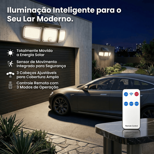 🚨 Holofote Solar Super Potente (222 LED) ⚡ com Sensor e Controle | 💰 Conta de Luz 0 Kz!