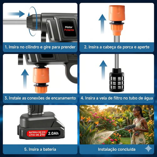 🚀 LAVADORA DE ALTA PRESSÃO SEM FIO: A SOLUÇÃO DEFINITIVA PARA LIMPEZA EM LUANDA! 🇦🇴💦  Liberte-se dos cabos com a nossa Pistola de Limpeza Super Potente de 60 Bar! 🔋 Equipada com motor de cobre puro e bateria de lítio de longa duração, é perfeita para lavar o carro, regar o jardim ou limpar o quintal com total versatilidade e rapidez. 🚗🏡 Inclui 3 bicos ajustáveis para jacto directo, leque ou espuma! 🧼✨