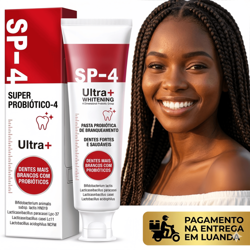 Pasta de Dentes SP-4 ✨ Sorriso Mais Branco e Hálito Fresco com Probióticos 🌿 Remove Manchas Naturalmente 🦷 🛵 Entrega em Luanda Pagas na Entrega 💸