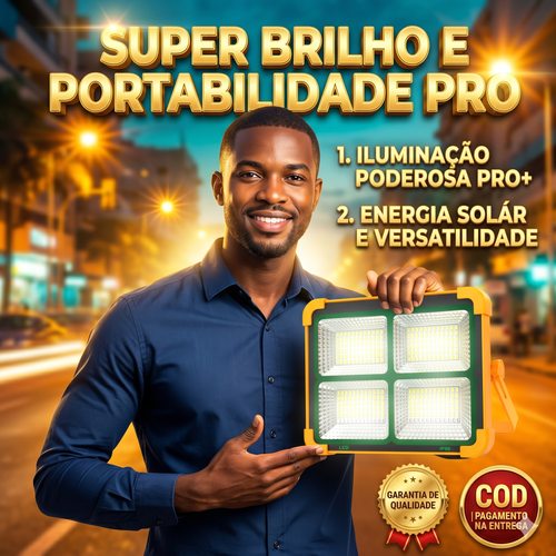 💡 Super Refletor Solar Inteligente 4 em 1 para Luanda: Iluminação Total com CUSTO ZERO de Energia o Ano Todo! Perfeito para Campismo, Reparações, Casa e Emergências (SOS) com 4 Modos de Luz, Power Bank Integrado e Proteção IP66 contra Chuva ☀️⛺🛠️🚨🇦🇴