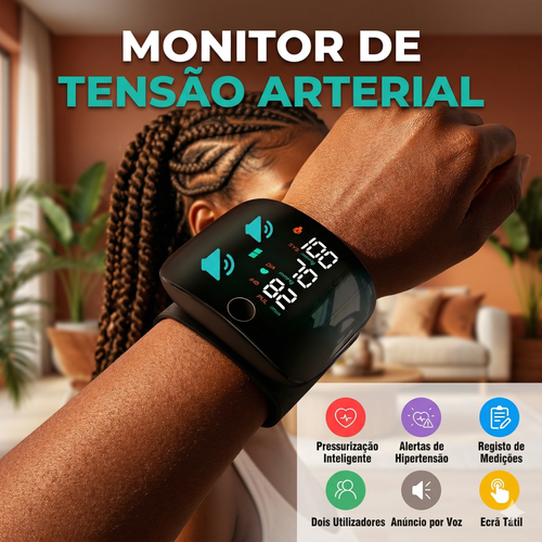 🩺 Monitor de Tensão Arterial de Pulso Digital com Ecrã LED a Cores e Anúncio por Voz 🔊 | Botão Táctil e Memória para 2 Utilizadores 👥 | Bateria Recarregável USB-C de Longa Duração 🔋 | Entrega em Luanda com Pagamento no Acto! 🚚💨 🇦🇴