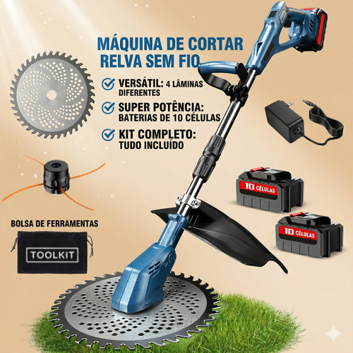 👑 REI DO PODER: Corta-Grama Elétrico Multifuncional com Motor Brushless ⚡ e Bateria de Lítio de Longa Duração 🔋! Ceifeira Doméstica Portátil de Alta Potência para Terrenos Bravios 🌿, com 9 Polegadas de Lâmina de Serra Circular ⚙️ e Cabo Telescópico Ajustável de 120-145cm 📏, Display Digital e Escudo Protetor Grande 🛡️. Mais Seguro, Mais Forte e 10 Vezes Mais Eficiente 💪!