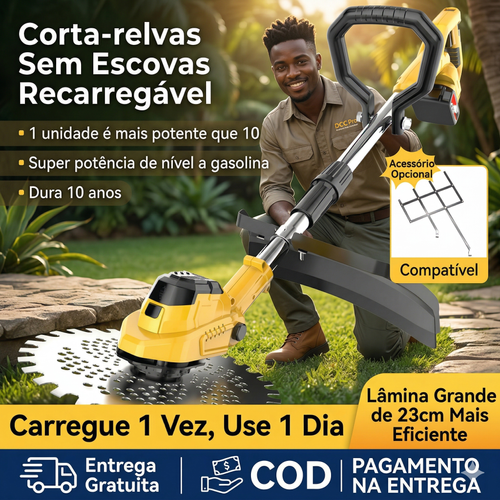 👑 REI DO PODER: Corta-Grama Elétrico Multifuncional com Motor Brushless ⚡ e Bateria de Lítio de Longa Duração 🔋! Ceifeira Doméstica Portátil de Alta Potência para Terrenos Bravios 🌿, com 9 Polegadas de Lâmina de Serra Circular ⚙️ e Cabo Telescópico Ajustável de 120-145cm 📏, Display Digital e Escudo Protetor Grande 🛡️. Mais Seguro, Mais Forte e 10 Vezes Mais Eficiente 💪!