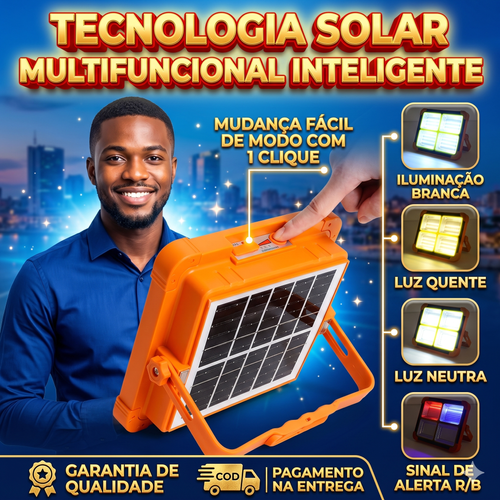 💡 Super Refletor Solar Inteligente 4 em 1 para Luanda: Iluminação Total com CUSTO ZERO de Energia o Ano Todo! Perfeito para Campismo, Reparações, Casa e Emergências (SOS) com 4 Modos de Luz, Power Bank Integrado e Proteção IP66 contra Chuva ☀️⛺🛠️🚨🇦🇴