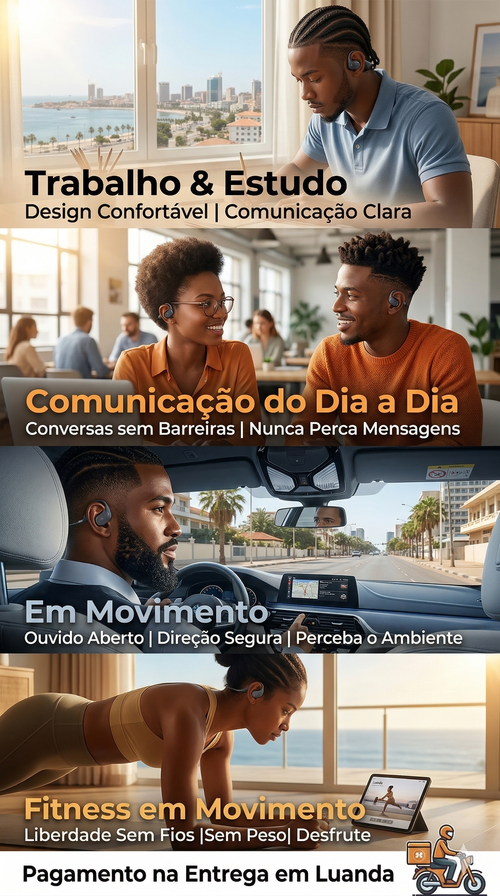 Gemini 说 🎧 Auriculares Bluetooth 5.3 Sem Fio com Visor Digital: Bateria de Longa Duração (10h Música - 85h Standby) 🔋, Chamadas HD 📞, Carregamento Tipo-C 🔌 e Gancho Anti-Queda (Não Cai) 🏃‍♂️. Entregas em Luanda com Pagamento no Acto! 🇦🇴✨