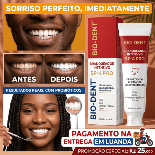 Pasta de Dentes SP-4 ✨ Sorriso Mais Branco e Hálito Fresco com Probióticos 🌿 Remove Manchas Naturalmente 🦷 🛵 Entrega em Luanda Pagas na Entrega 💸
