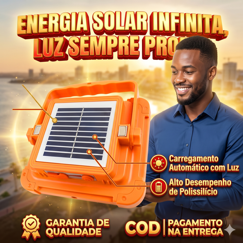 💡 Super Refletor Solar Inteligente 4 em 1 para Luanda: Iluminação Total com CUSTO ZERO de Energia o Ano Todo! Perfeito para Campismo, Reparações, Casa e Emergências (SOS) com 4 Modos de Luz, Power Bank Integrado e Proteção IP66 contra Chuva ☀️⛺🛠️🚨🇦🇴