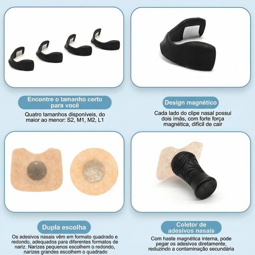 Dilatador Nasal Magnético - Kit Anti-Ressono e Alívio da Congestão para Esporte e Sono