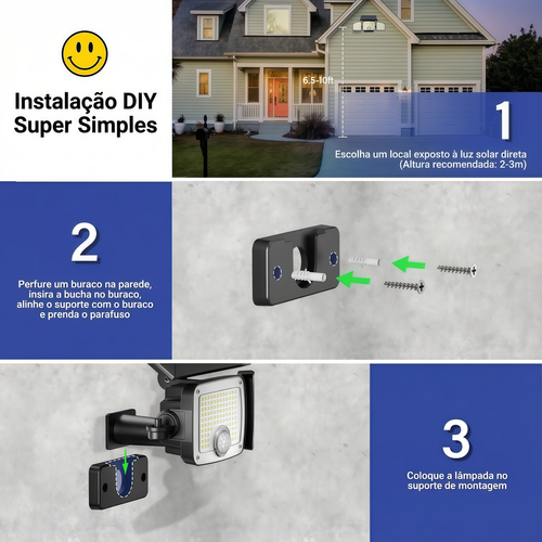 🚨 Holofote Solar Super Potente (222 LED) ⚡ com Sensor e Controle | 💰 Conta de Luz 0 Kz!