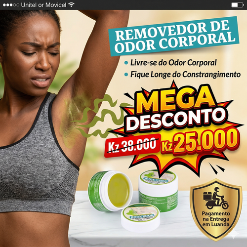 Solução Herbal Avançada Anti-Odor: Creme de Cuidado Intensivo para Axilas - Elimina o Mau Cheiro com Proteção Suave e Duradoura 🍃❄️ O Teu Aliado Portátil para um Dia Seguro e sem Constrangimentos em Luanda! 🔥💪 🇦🇴 Entrega Grátis em Luanda e Pagamento no Acto da Entrega 🚚💰💨