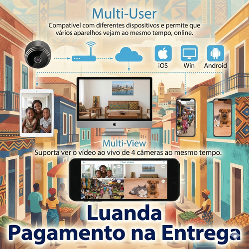 🔥 Mini Câmara A9 – O Teu Mambo Sempre Seguro! 👁️ 1080P Full HD + Visão Noturna 🌙 Segurança no ponto para o teu carro, casa ou escritório! 🚗🏠🏢 Entrega à borla em Luanda e pagas só ao receber! 🛵💰