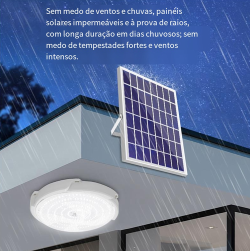 Luminária solar de teto para exterior — Controlo remoto inteligente e design com sensor de luz