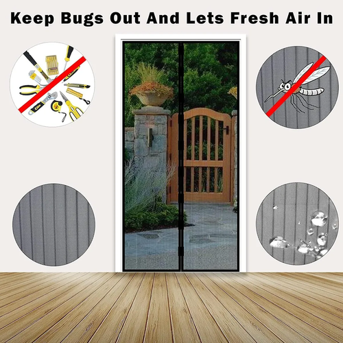 Magnetic Mosquito Screen Door Net CurtainPolyester Mesh, Curtain Full Frame HookLoop, (3.3 Feet Width, 6 Feet Height) Less
