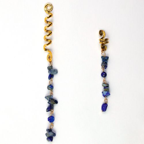 Four pieces in a set,two long and two short,Natural Stone Pendant Hair Rings, Retro Dreadlocks Hair Clips.