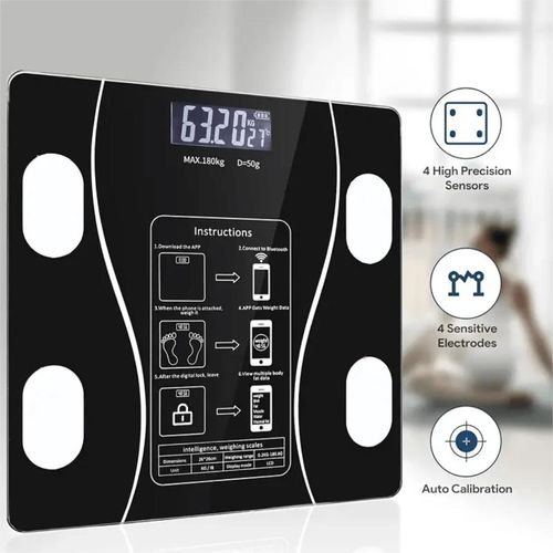 Smart Bluetooth Body Fat Scale with USB Charging, 180kg High Precision Body Composition Monitor for Weight, Fat, Muscle and Water Tracking, Sync with Health Apps