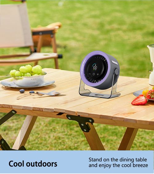 Digital Display Desktop Fan, Rechargeable Tabletop Air Circulator with 100‑Speed Adjustment for Dormitories & Offices