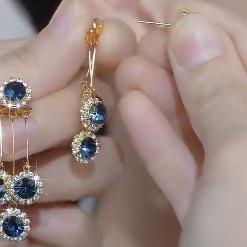 Star Wish Two-Way Wear Earrings, 2026 New Geometric Gold-Plated Alloy Natural Stone Tassel Drop Earrings