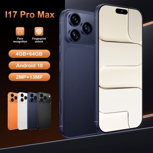 I17 Pro Max Android Smartphone, 4GB+64GB or 3GB+16GB, Global Version with 6.9-Inch Large Screen, Available in Black White Gray Gold Orange, Free Phone Case + Charger Included