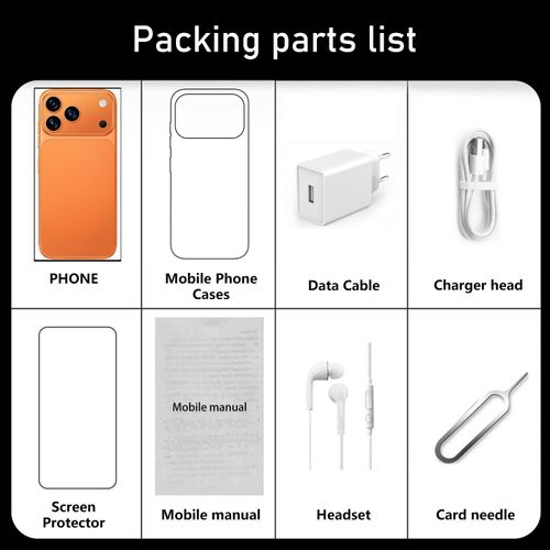 I17 Pro Max Android Smartphone, 4GB+64GB or 3GB+16GB, Global Version with 6.9-Inch Large Screen, Available in Black White Gray Gold Orange, Free Phone Case + Charger Included