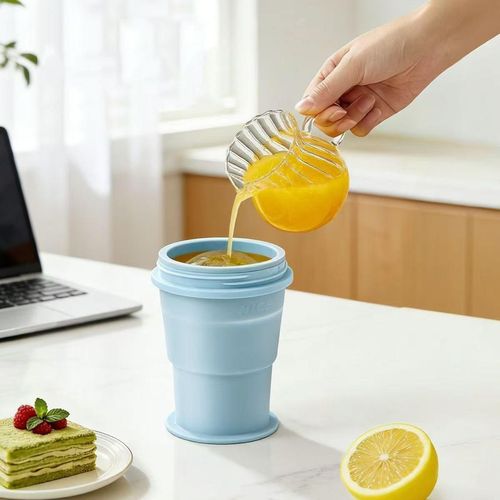 Reusable Portable Folding Ice Cup, Food-Grade Silicone, DIY Ice Ball Straw, Minimalist On-the-Go Water Bottle, Ice Ball Mold