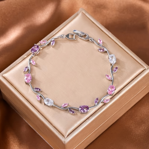 Marquise Zircon Bracelet & Tulip Flower Bracelet, Light Luxury, Niche Design, Fashionable and Versatile Hand Jewelry