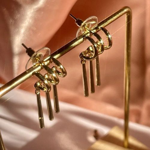 Fashion Baseball Bat Pendant Zoro Earrings, Long Oval Minimalist Bar Shape, Gold-Plated Hoop Earrings