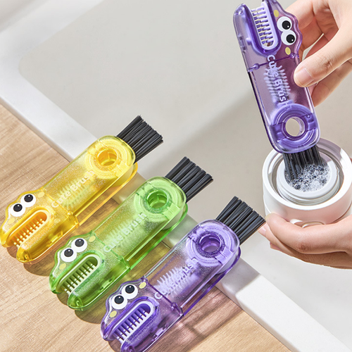 3-in-1 Cup Cleaning Brush, Multifunctional Cleaning Tool for Tumblers, Baby Bottles and Lid Gaps, U-Shape Groove Cleaning Brush