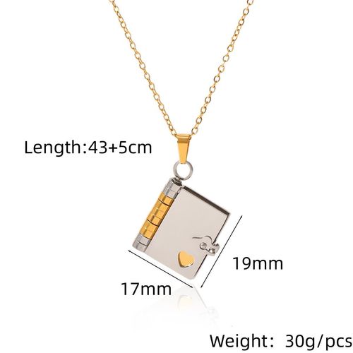Engraved Book & Heart Envelope Necklace | Keep Your Exclusive Sentiments