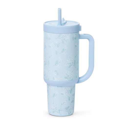 304 Stainless Steel Insulated Cup, 40oz Giant Large Capacity Tumbler, Portable Car Cup with Handle and Straw