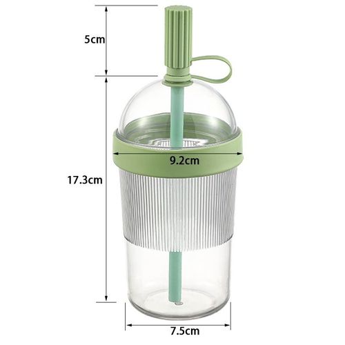 Food-grade thickened coffee cup, large capacity vertical stripe water cup with straw and lid, drop-resistant