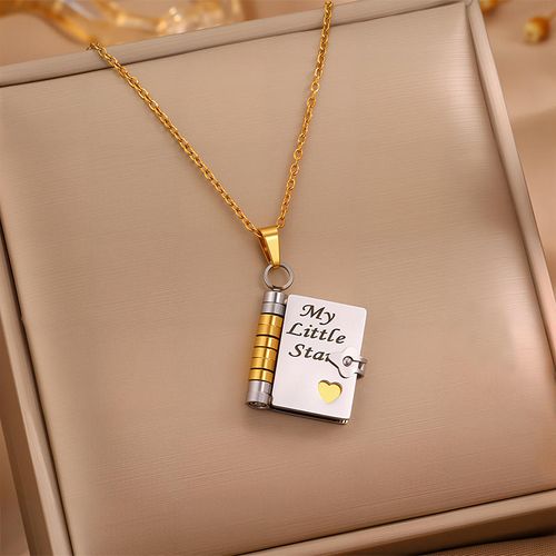 Engraved Book & Heart Envelope Necklace | Keep Your Exclusive Sentiments