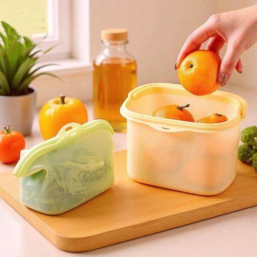 New Silicone Food Preservation Bag, Stand-up & Reusable, Sealed Kitchen Storage Bag for Fruits and Vegetables, Food-grade Safe Material, Freezer Safe