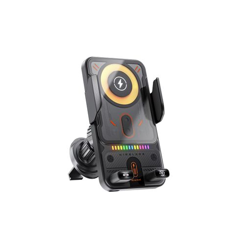 T18 Smart Sensor Double Motor Automatic Rotation Fast Charging Car Wireless Charger With Atmosphere Light Car Phone Holder