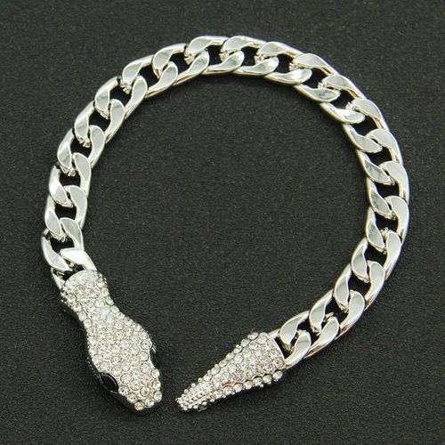 Trendy INS-Style Cuban Chain | Sparkly Snake Head Magnetic Necklace