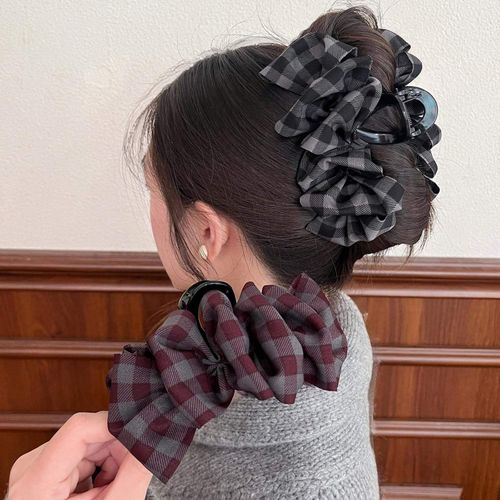 Plaid Cloud Bubble Claw Clip - Elegant All-Match Hair Accessory