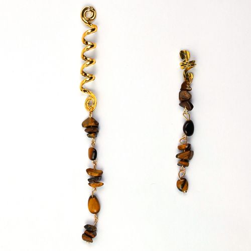 Four pieces in a set,two long and two short,Natural Stone Pendant Hair Rings, Retro Dreadlocks Hair Clips.