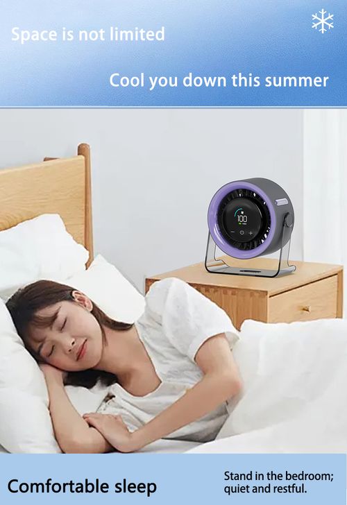 Digital Display Desktop Fan, Rechargeable Tabletop Air Circulator with 100‑Speed Adjustment for Dormitories & Offices