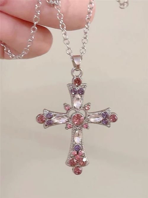 Bohemian Crystal Cross Pendant Clavicle Necklace