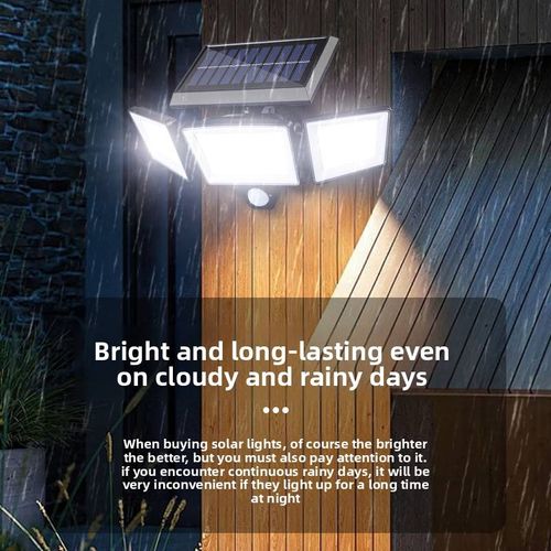 Solar Powered Motion Sensor 3-Head LED Wall Lamp Waterproof