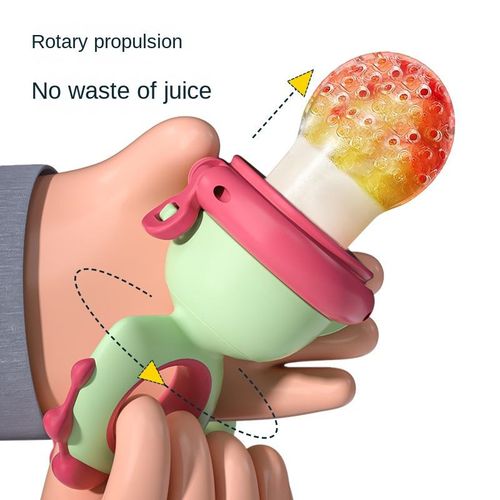 Baby Fruit and Vegetable Feeder with Handle, Teething Nipple, BPA-Free Silicone, Freezer Safe, Suitable for Fruit Purees (0-12 Months)