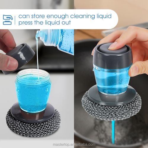 Press‑Type Automatic Liquid‑Adding Pot Cleaning Brush, Household Stove Cleaning Brush for Kitchen